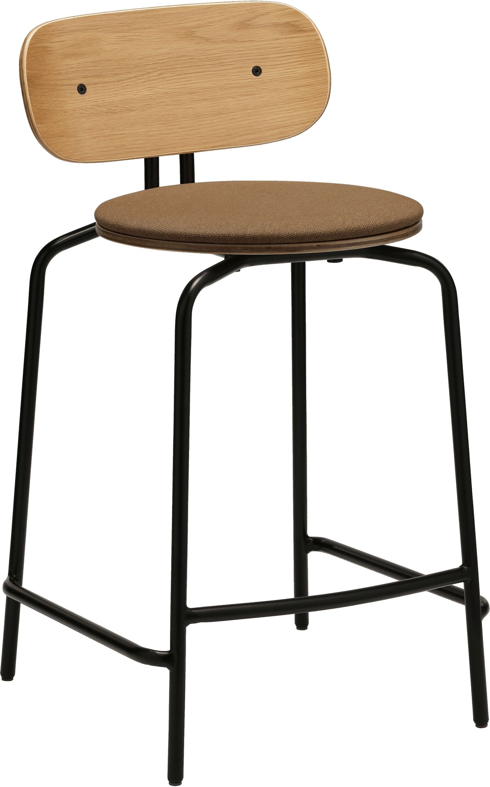 Curious Counter Stuhl braun mit gepolstertem Sitz mit schwarzen Beinen