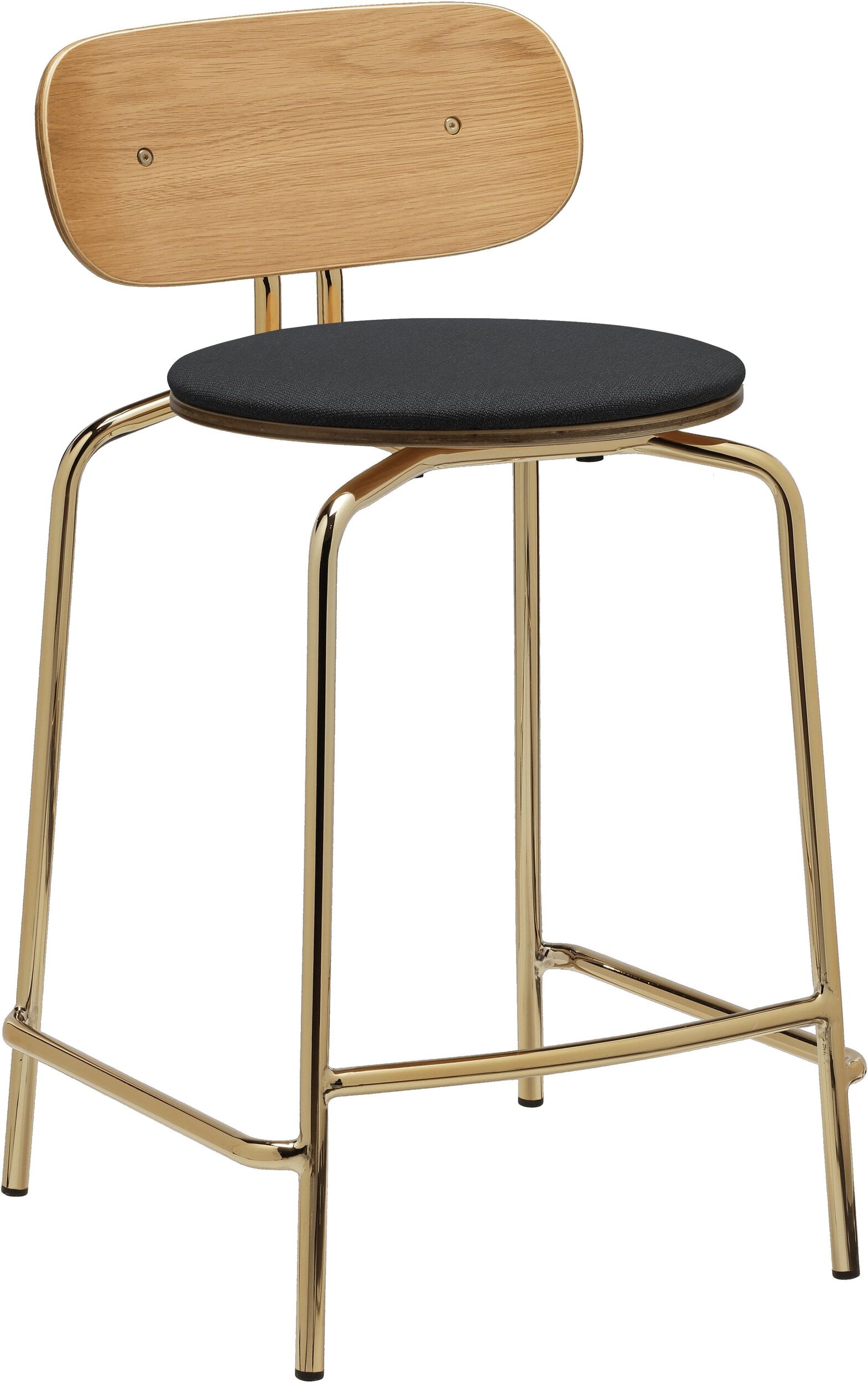 Curious Counter Stuhl dunkelgrau mit gepolstertem Sitz auf Messingbeinen