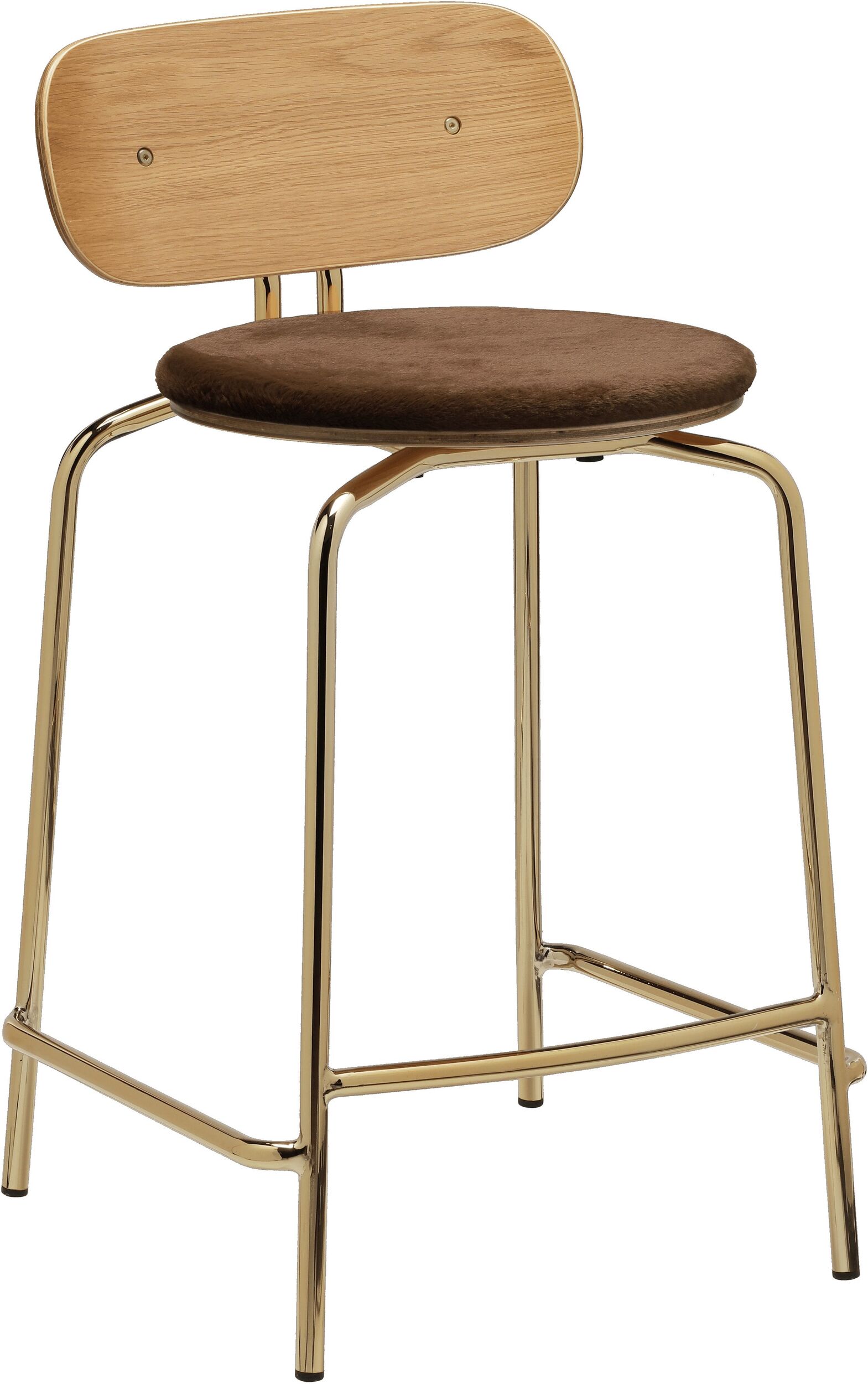 Curious Counter Teddy Stuhl braun mit gepolstertem Sitz auf Messingbeinen