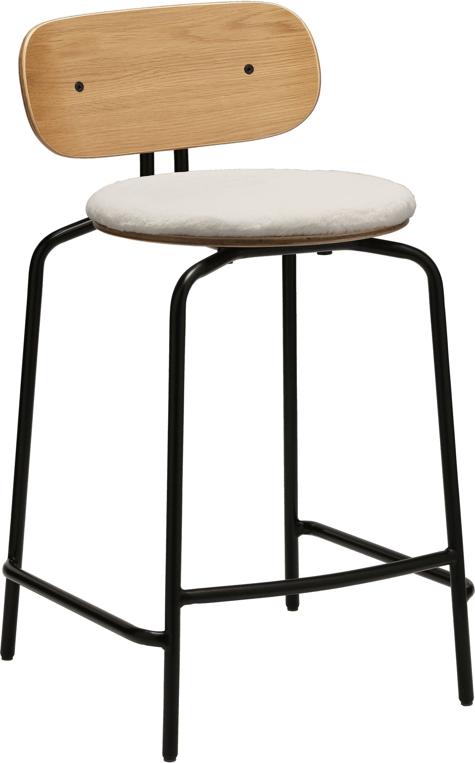Curious Counter Teddy Stuhl weiß mit gepolstertem Sitz mit schwarzen Beinen