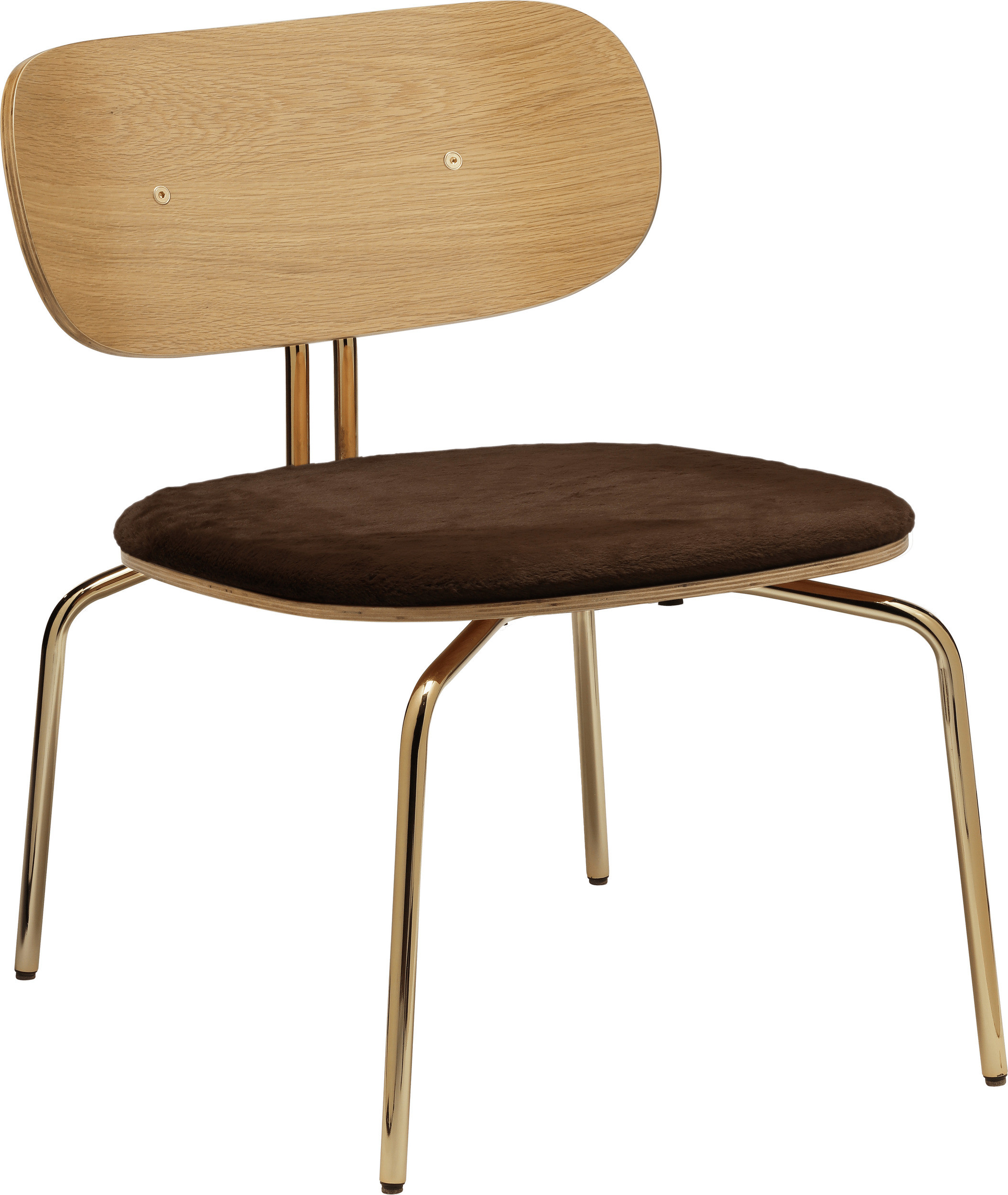 Curious Lounge Teddy Stuhl braun mit gepolstertem Sitz auf Messingbeinen