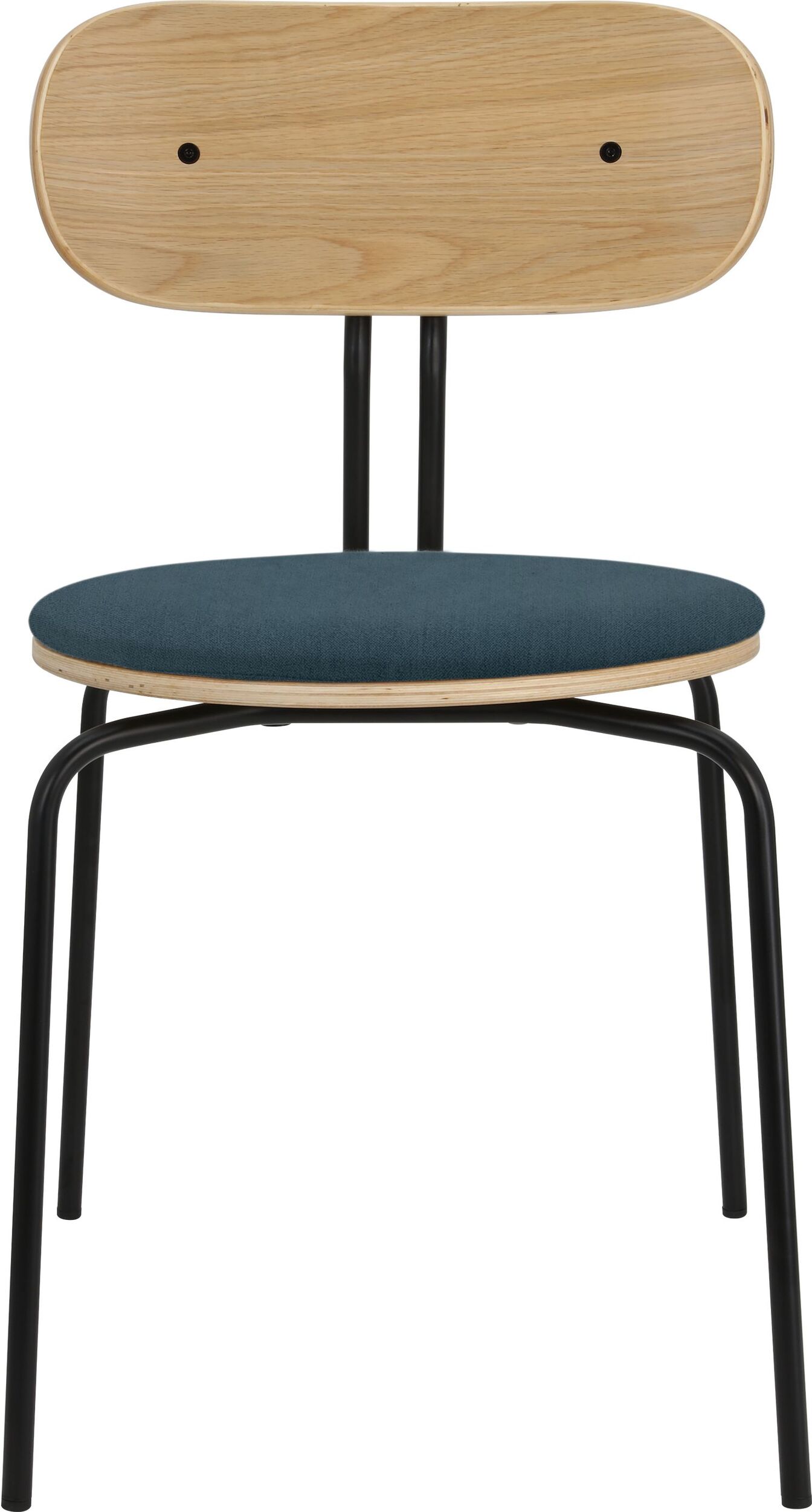 Curious Stuhl blau mit gepolstertem Sitz mit schwarzen Beinen