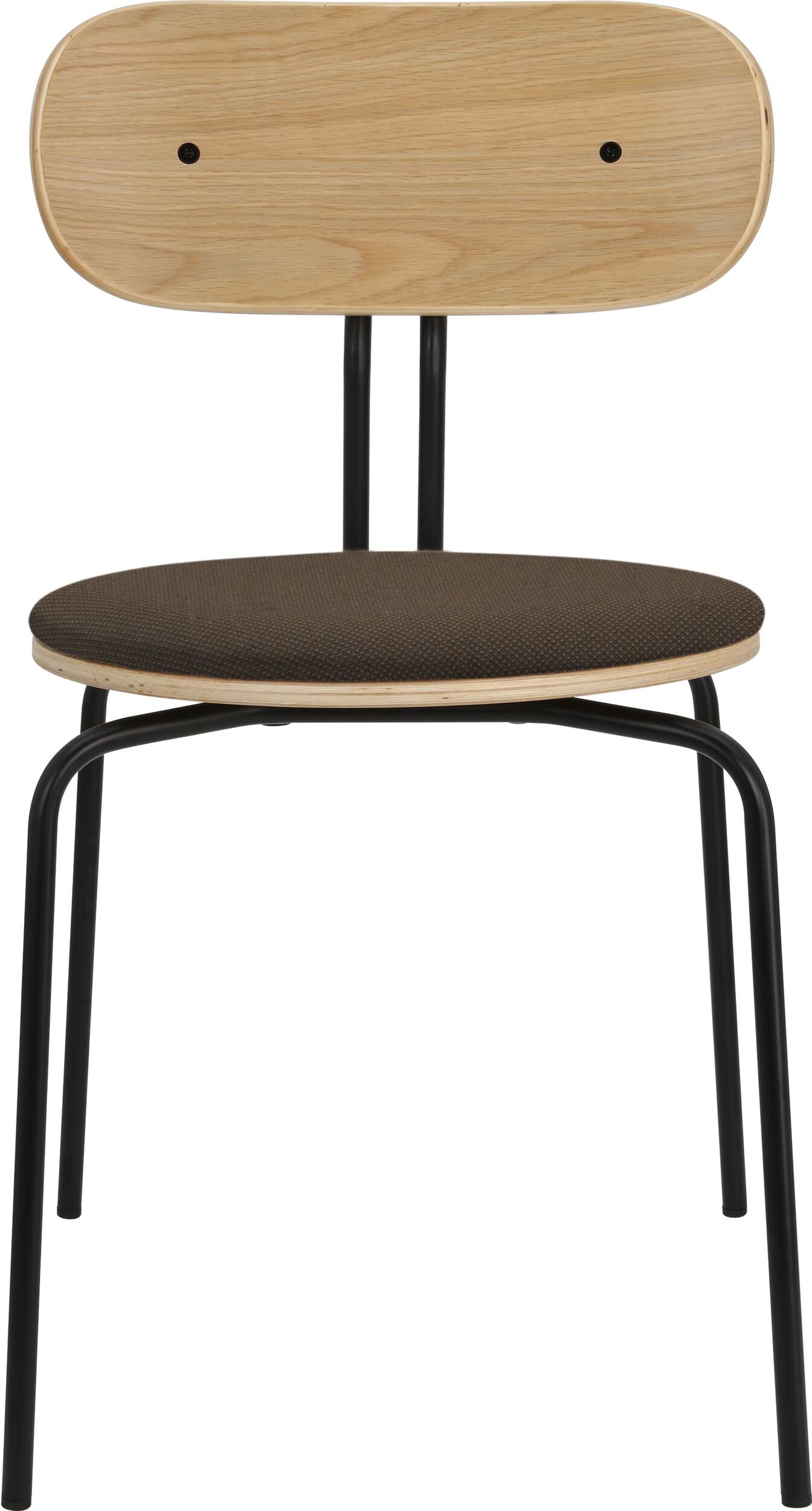 Curious Stuhl dunkelbraun mit gepolstertem Sitz mit schwarzen Beinen