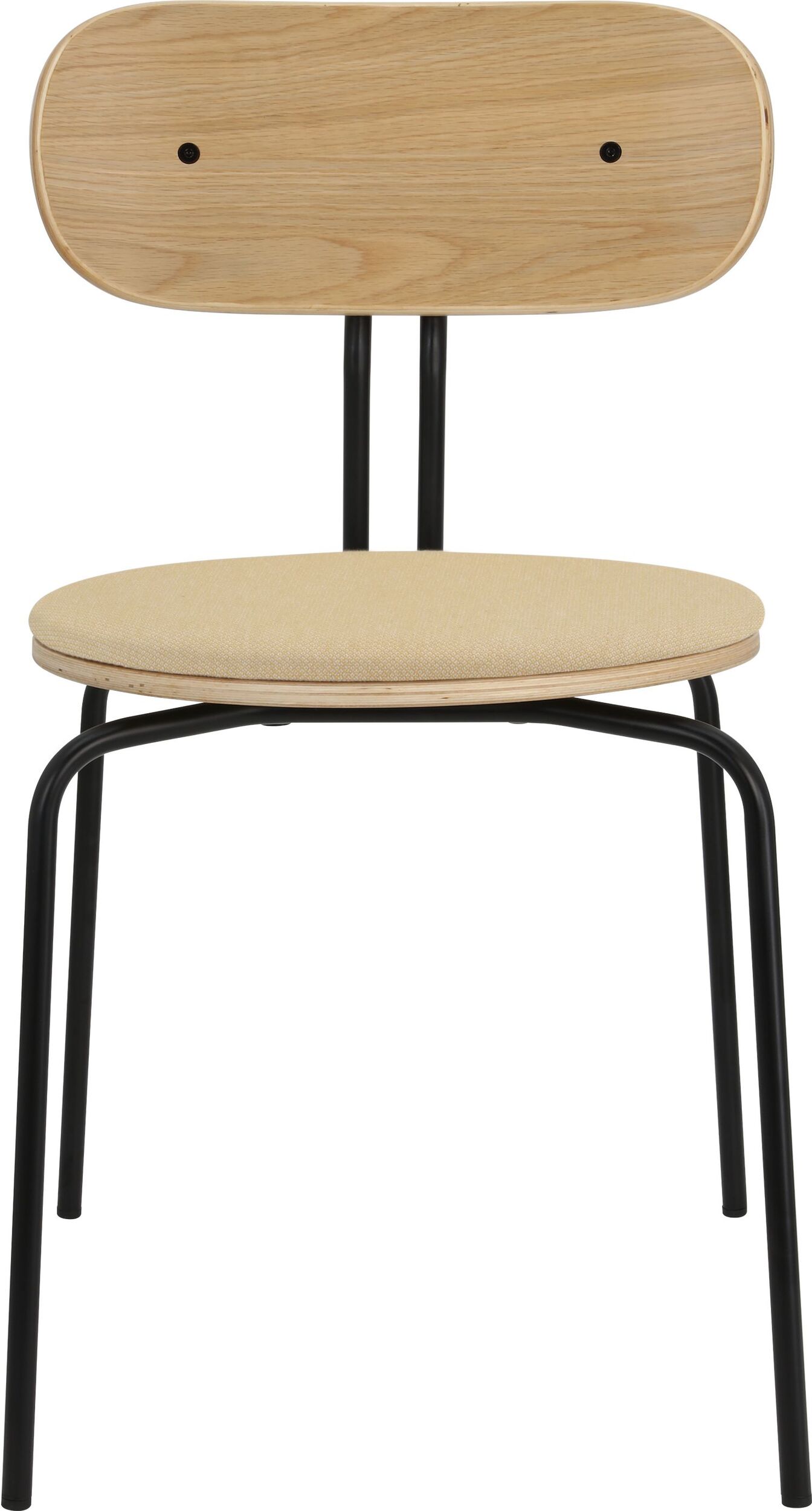 Curious Stuhl hellbeige mit gepolstertem Sitz mit schwarzen Beinen