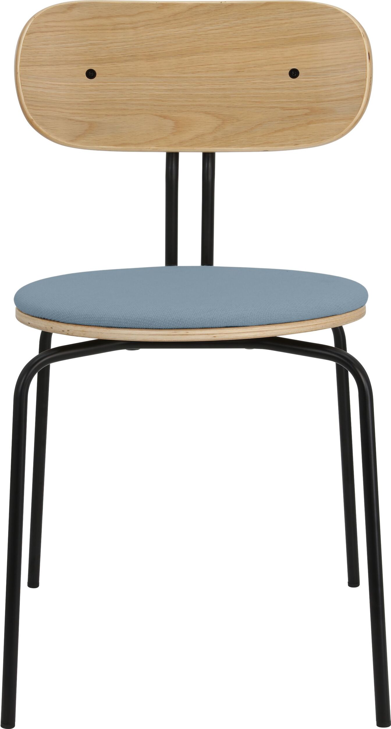 Curious Stuhl himmelblau mit gepolstertem Sitz mit schwarzen Beinen