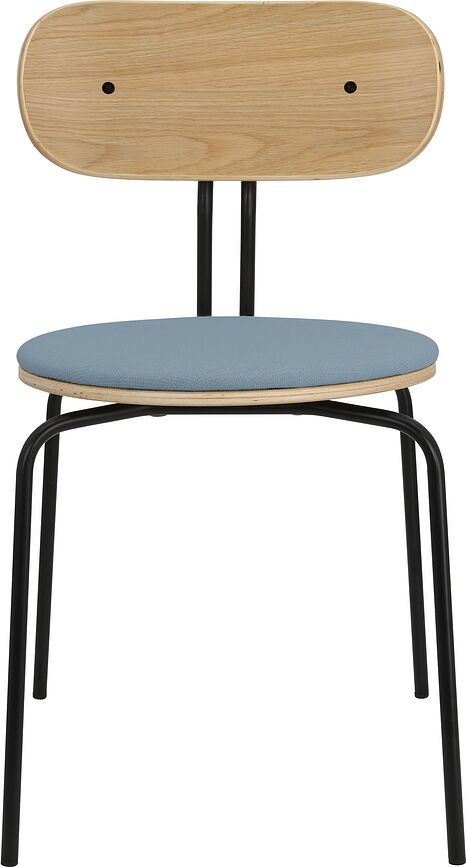 Curious Stuhl himmelblau mit gepolstertem Sitz mit schwarzen Beinen