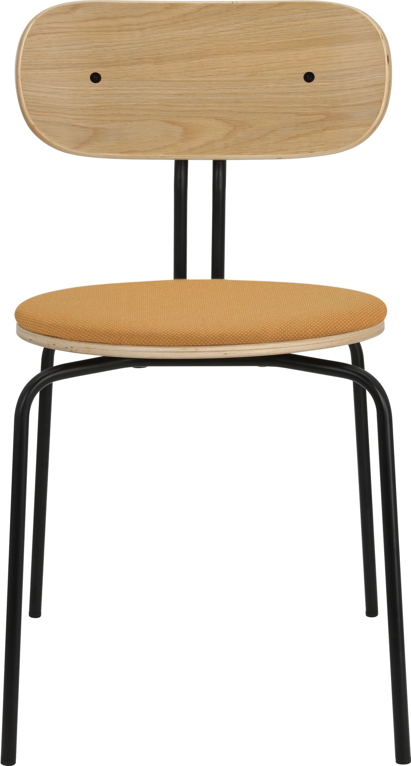 Curious Stuhl orangefarben mit gepolstertem Sitz mit schwarzen Beinen