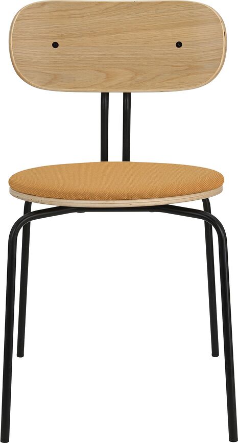 Curious Stuhl orangefarben mit gepolstertem Sitz mit schwarzen Beinen