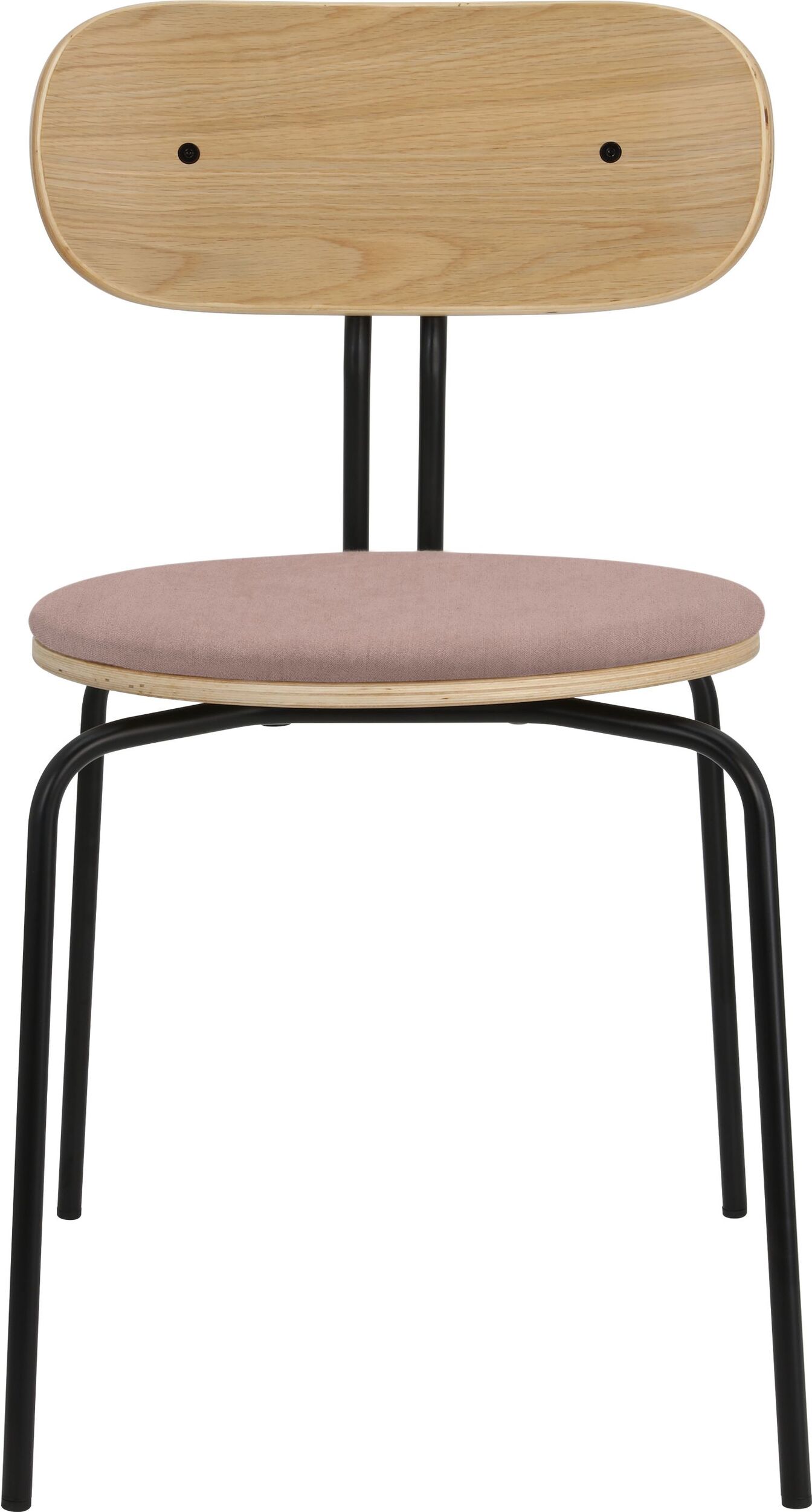 Curious Stuhl rosa mit gepolstertem Sitz mit schwarzen Beinen