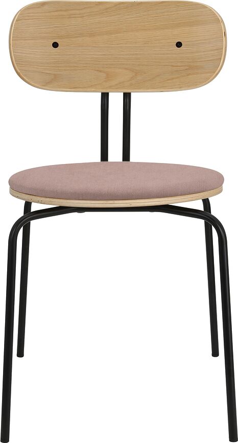 Curious Stuhl rosa mit gepolstertem Sitz mit schwarzen Beinen