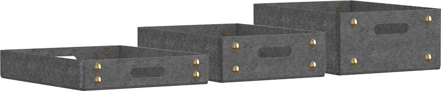 Felt Trays Paniers de Rangement en feutre, gris foncé, Lot de 3