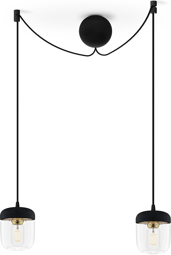 Lampada a sospensione Acorn nera con ottone lucido