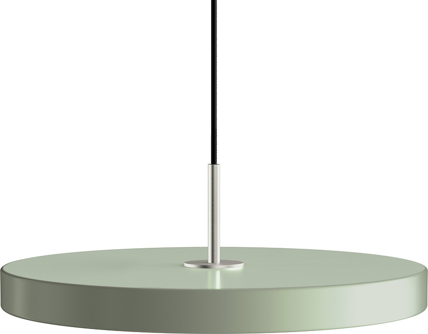 Lampada pensile Asteria Plus 43 cm color verde oliva con montatura argento