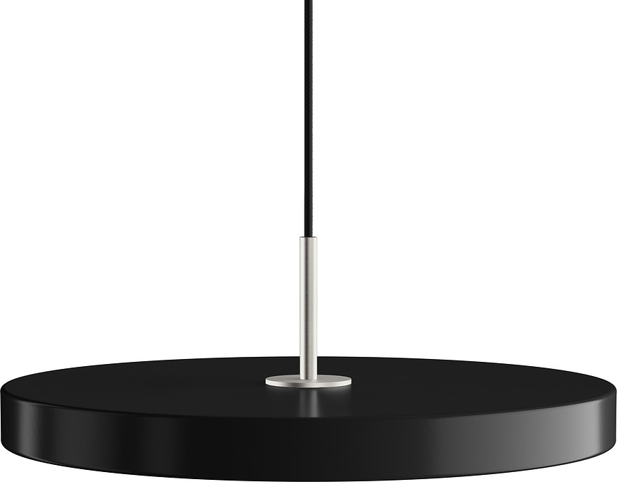 Lampada pensile Asteria Plus 43 cm nera con montatura argento