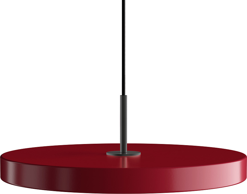 Lampada pensile Asteria Plus 43 cm rossa rubino con montatura nera