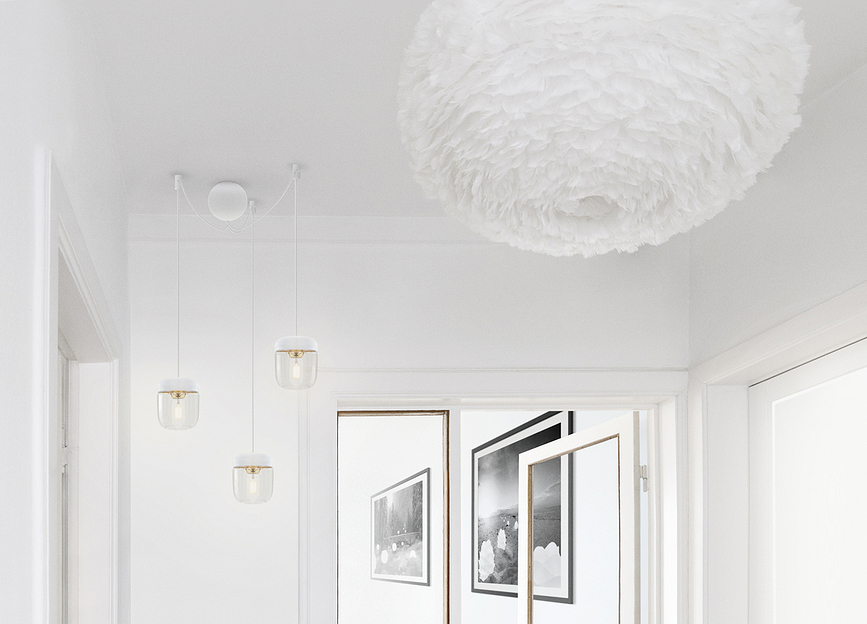 Lámpara Acorn, cromo, blanca