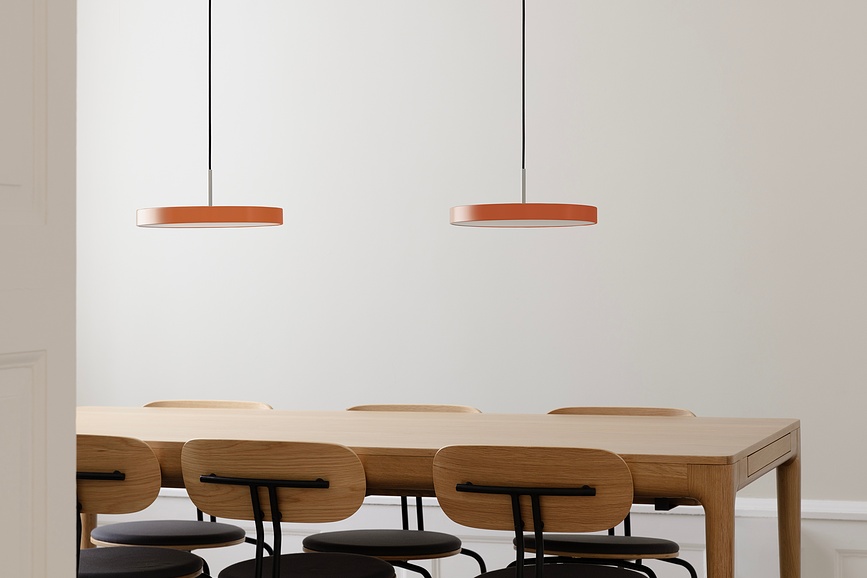 Lámpara Colgante Asteria Plus, 31 cm, naranja, con soporte plateado