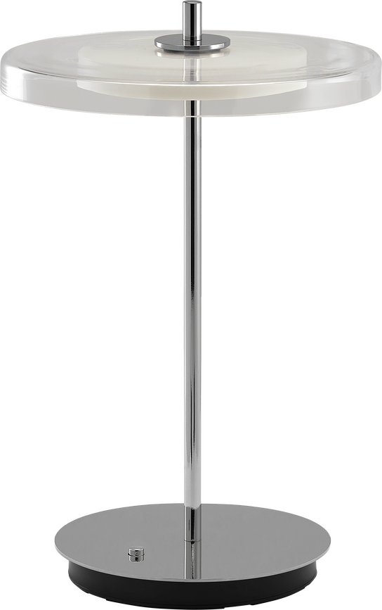 Lámpara de mesa inalámbrica Asteria Glass Move, acero pulido