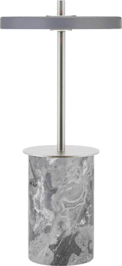Lámpara de Mesa inalámbrica Asteria Move Mini, base de mármol, gris plateado