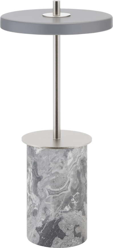 Lámpara de Mesa inalámbrica Asteria Move Mini, base de mármol, gris plateado