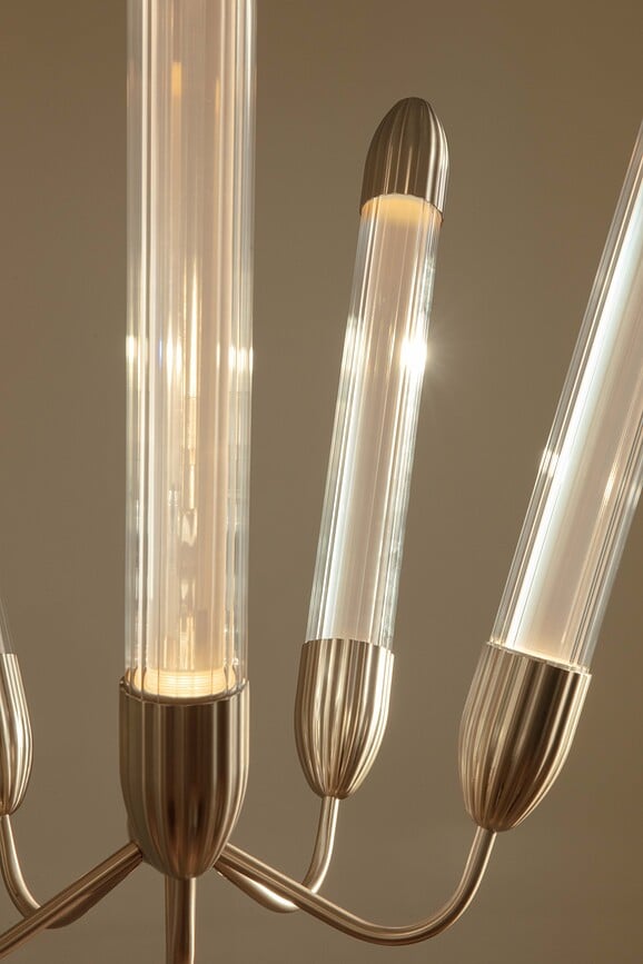 Lemon Squeeze Lustre 5 lumières, 99 cm, acier poli