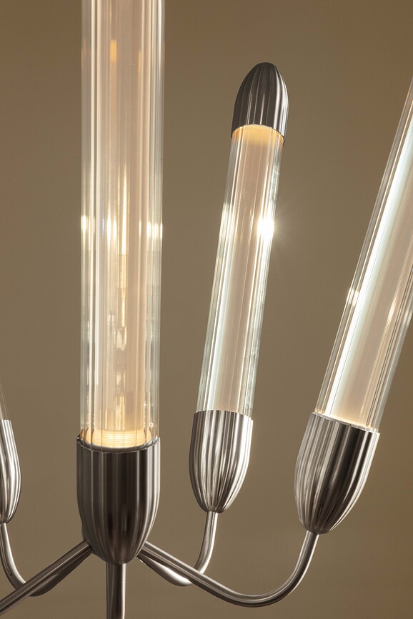 Lemon Squeeze Lustre 5 lumières, 99 cm, acier poli