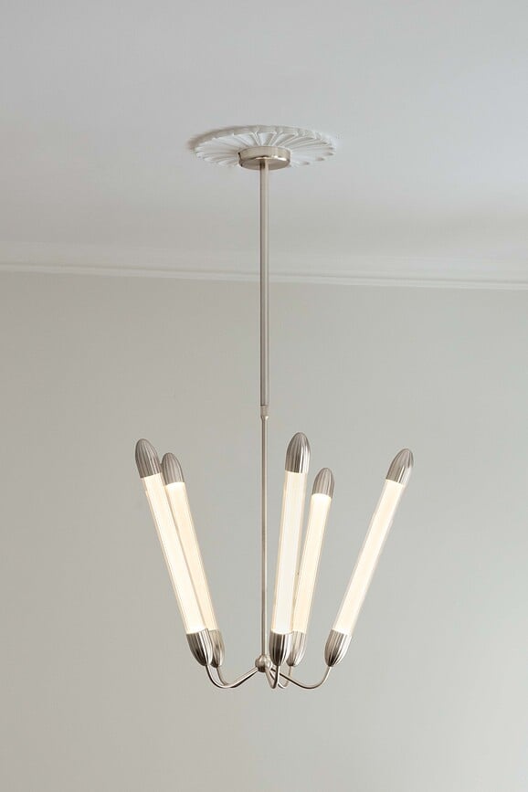 Lemon Squeeze Lustre 5 lumières, 99 cm, acier poli