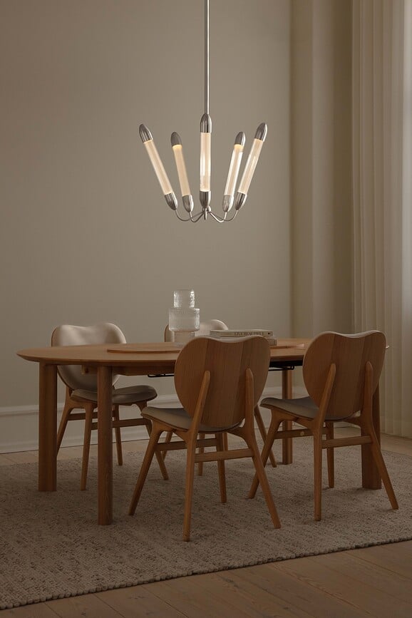 Lemon Squeeze Lustre 5 lumières, 99 cm, acier poli