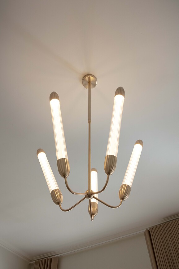 Lemon Squeeze Lustre 5 lumières, 99 cm, acier poli