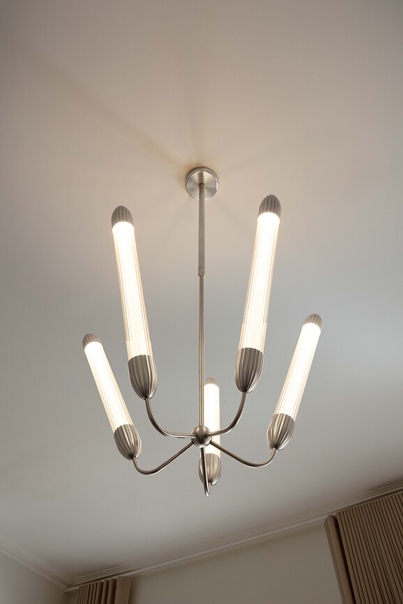 Lemon Squeeze Lustre 5 lumières, 99 cm, acier poli