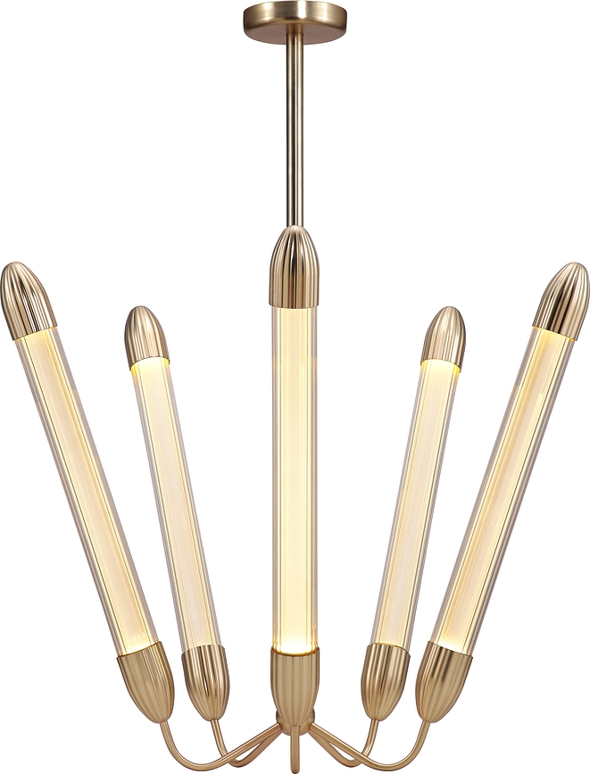 Lemon Squeeze Lustre 5 lumières, 99 cm, acier poli