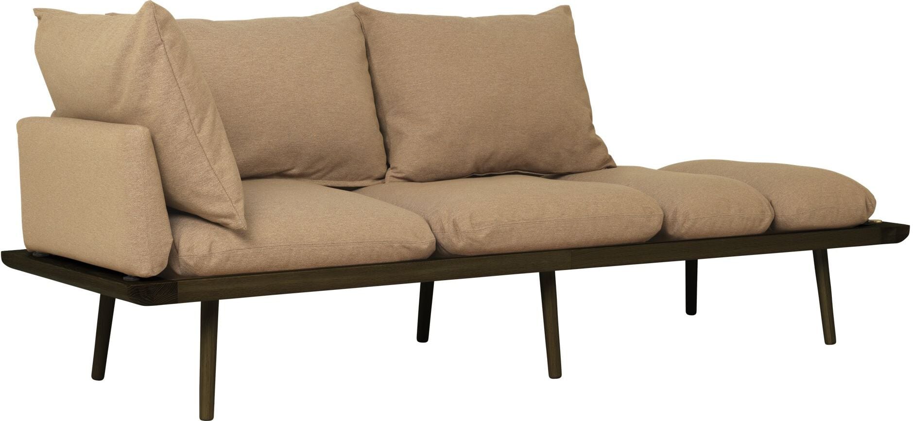 Lounge Around Dreier-Sofa braun auf dunklen Eichenbeinen