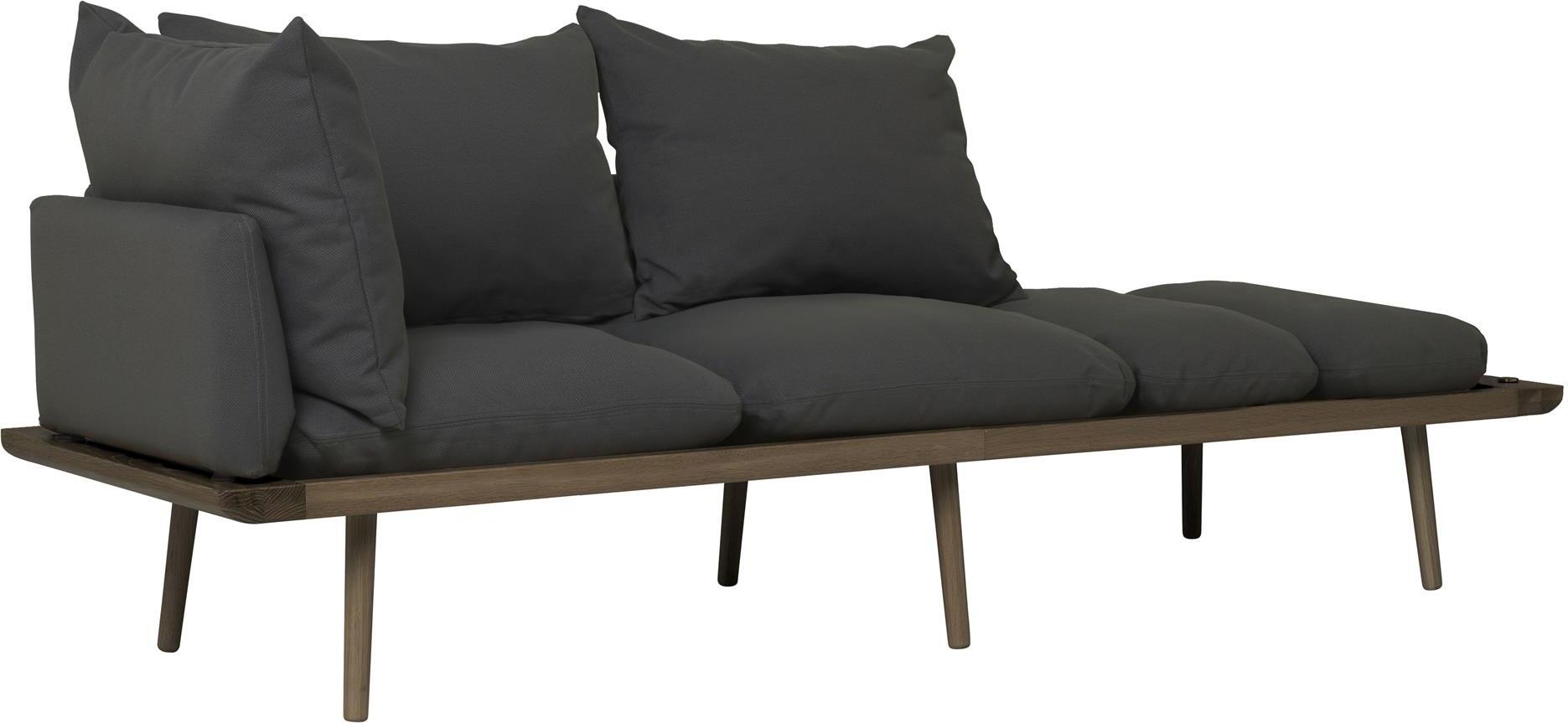 Lounge Around Dreier-Sofa dunkelgrau auf dunklen Eichenbeinen
