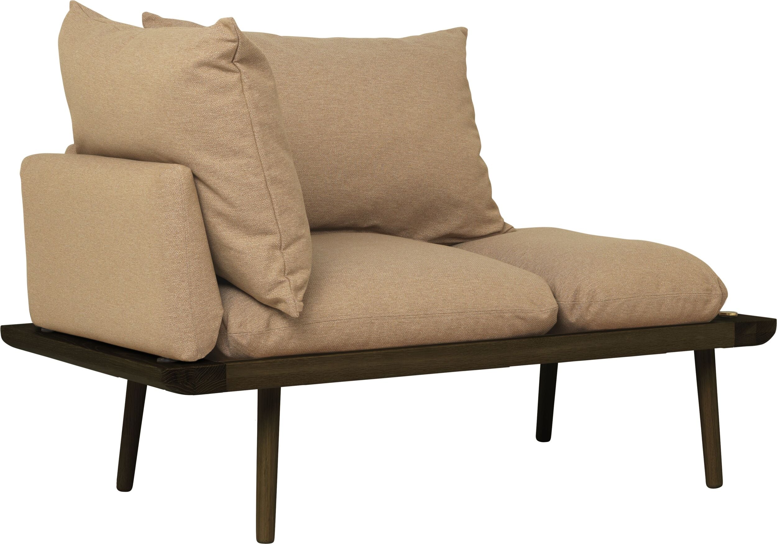 Lounge Around Sofa braun auf dunklen Eichenbeinen