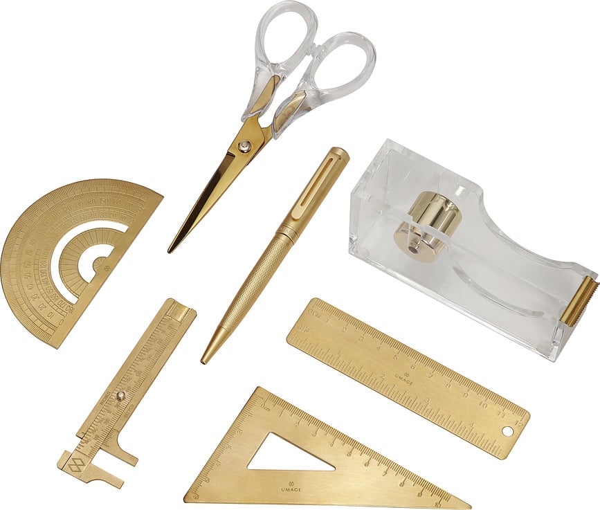 Stationery Pisarniški dodatki, medenina, 7-delni set