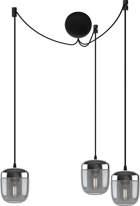 Suspension Acorn acier fumé, triple