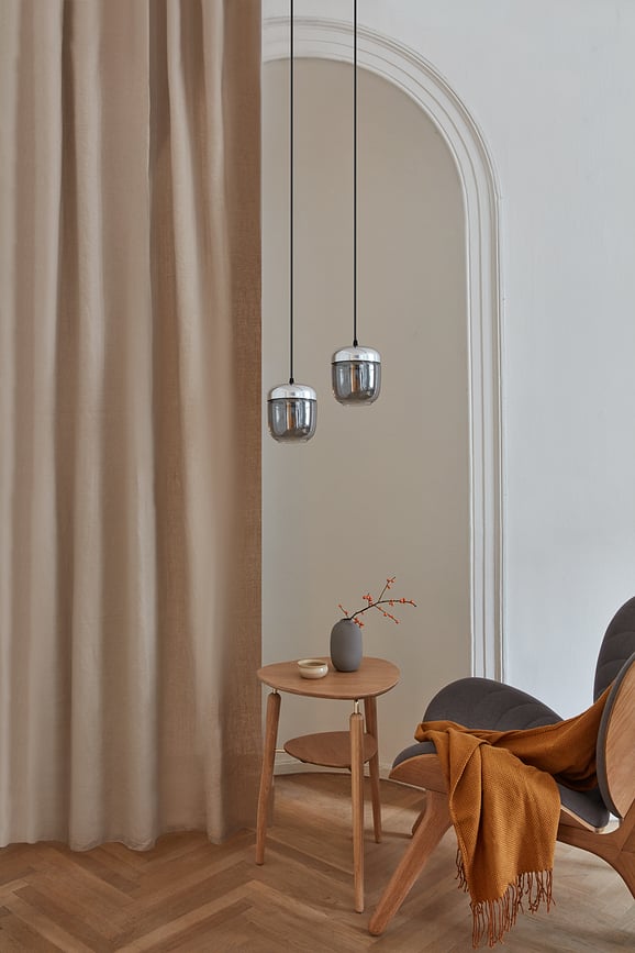 Suspension Acorn acier fumé, simple