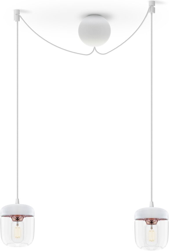 Suspension Acorn blanche, cuivre poli, double