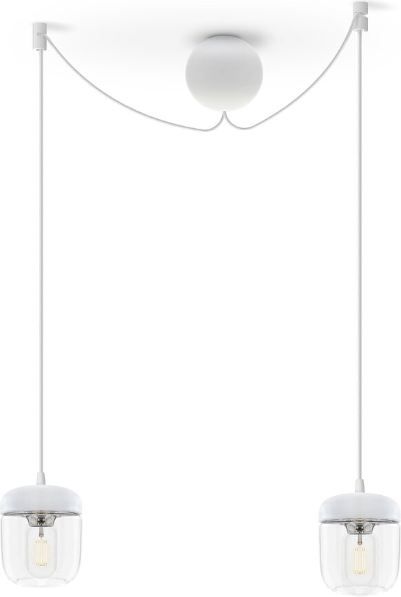 Suspension Acorn blanche en acier poli, double