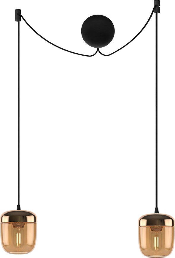 Suspension Acorn double, ambre laiton