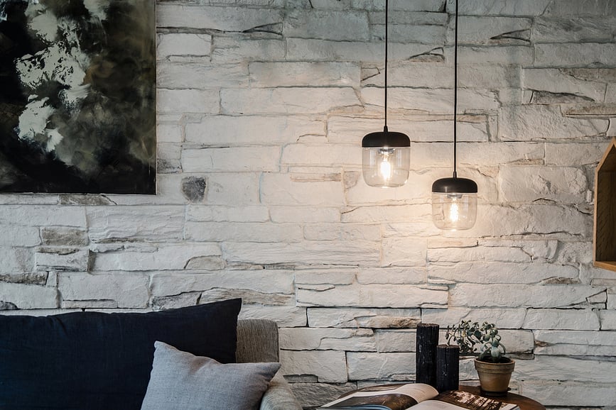 Suspension Acorn noire, acier poli, simple