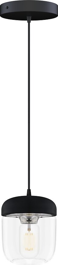 Suspension Acorn noire, acier poli