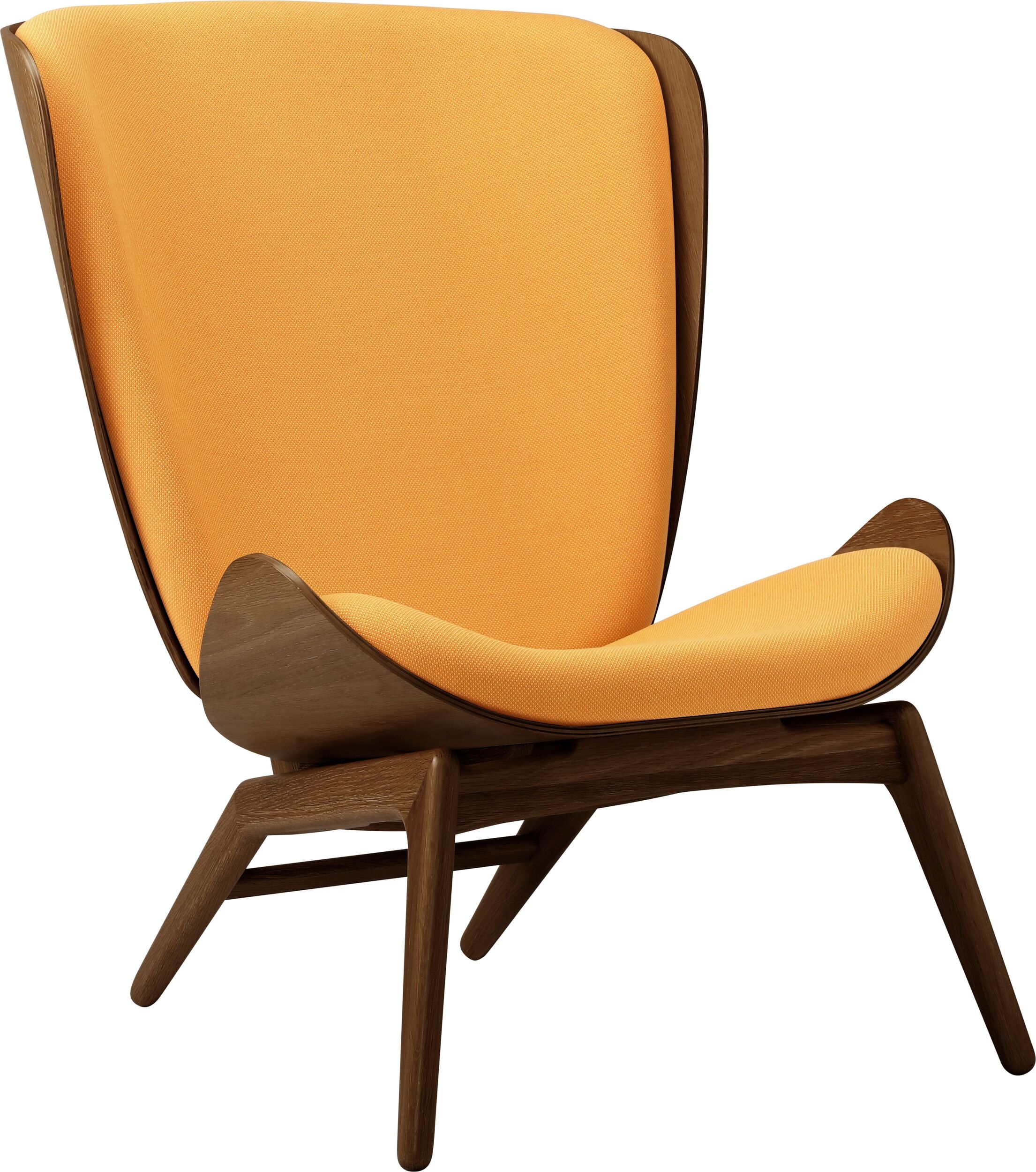 The Reader Sessel orangefarben auf dunklen Eichenbeinen