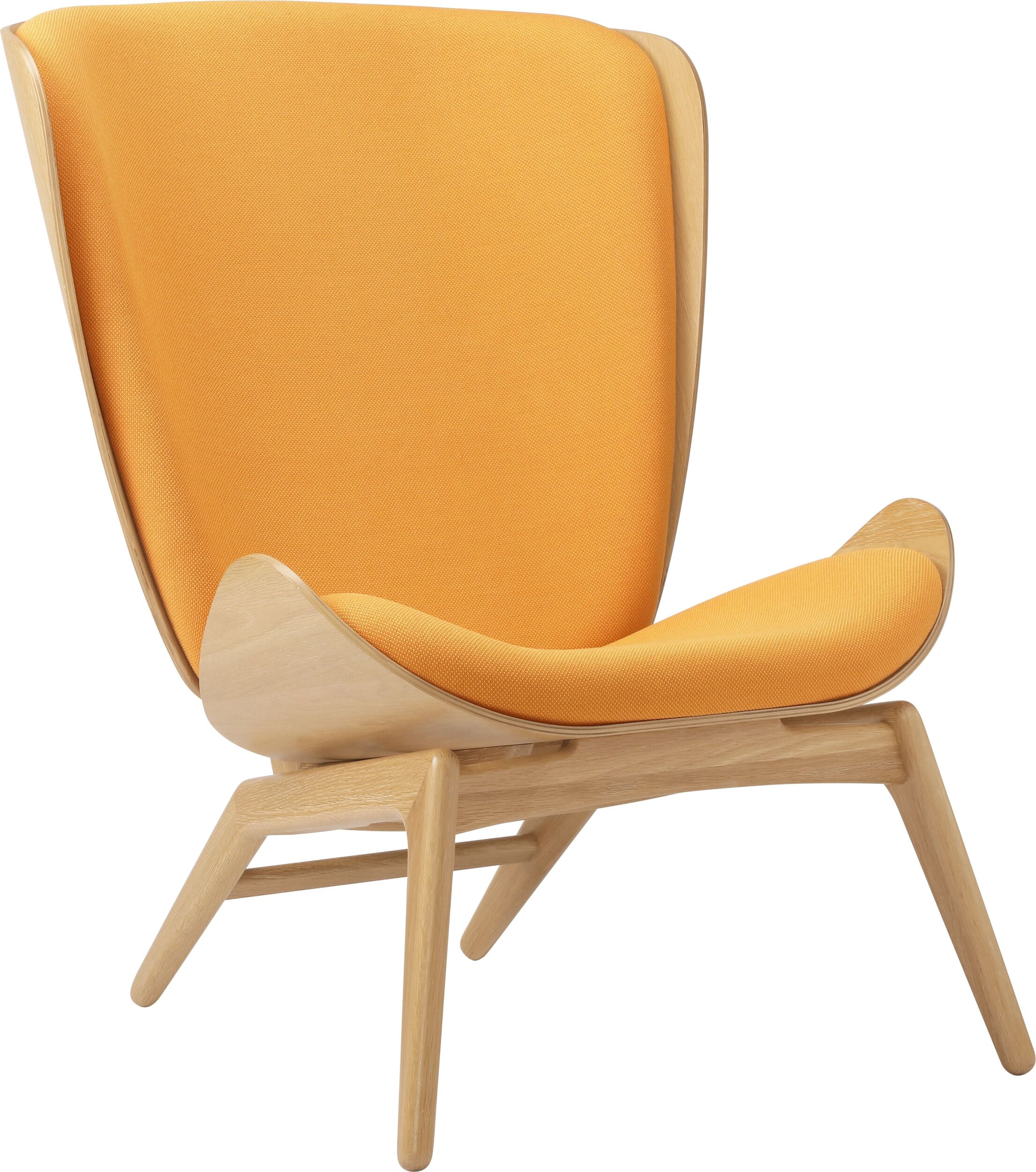 The Reader Sessel orangefarben auf Eichenbeinen