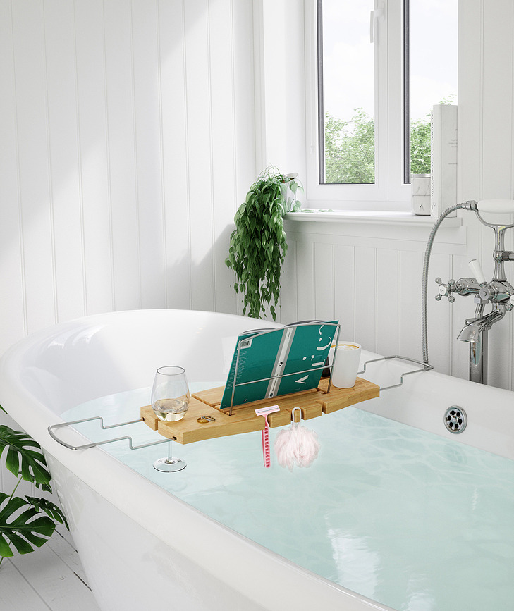Bandeja para bañera Aquala, de madera clara