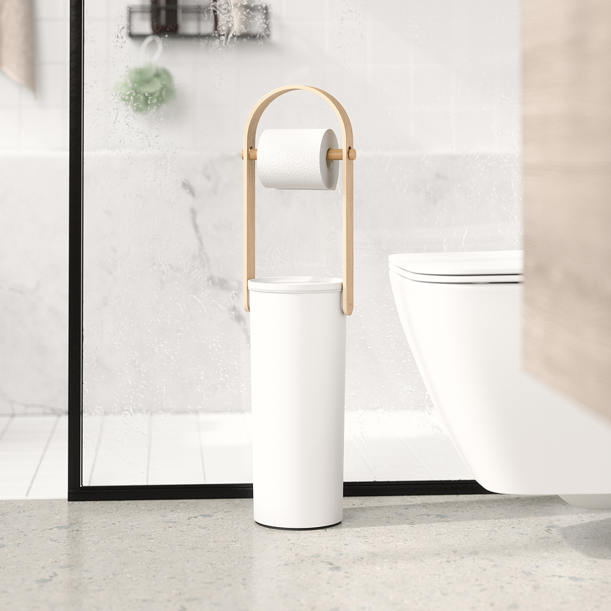 Bellwood Porte-papier Toilette sur pied, blanc