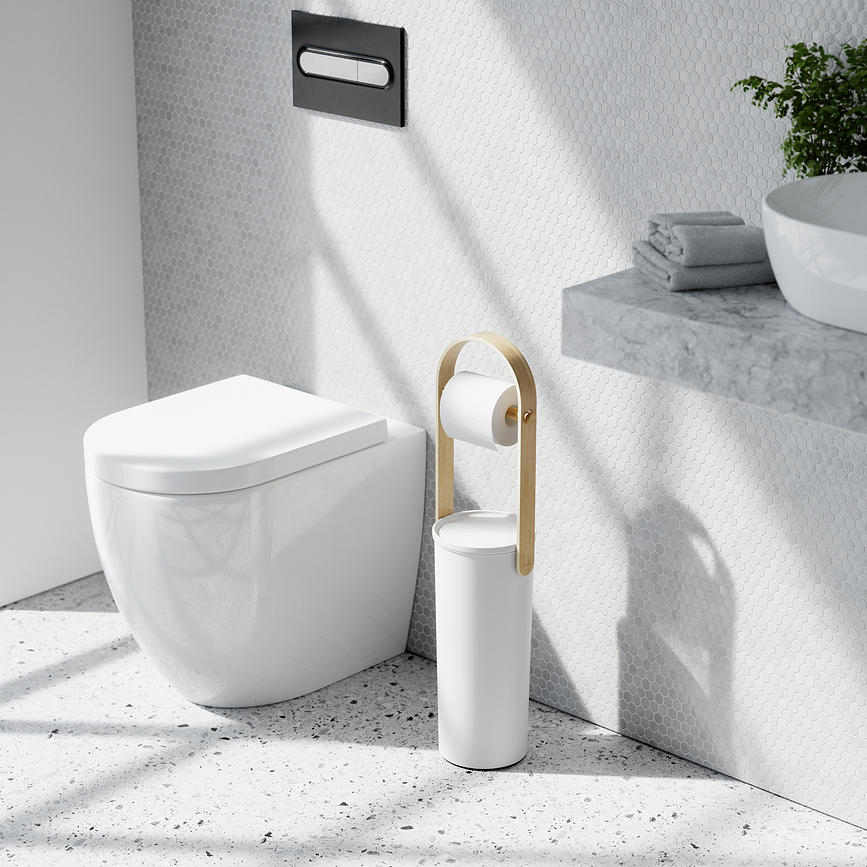 Bellwood Porte-papier Toilette sur pied, blanc