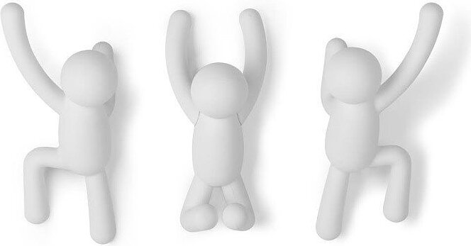 Colgadores Buddy, blancos, Pack de 3