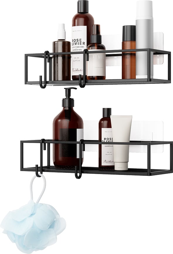 Cubiko Étagères de Douche, noires, Lot de 2