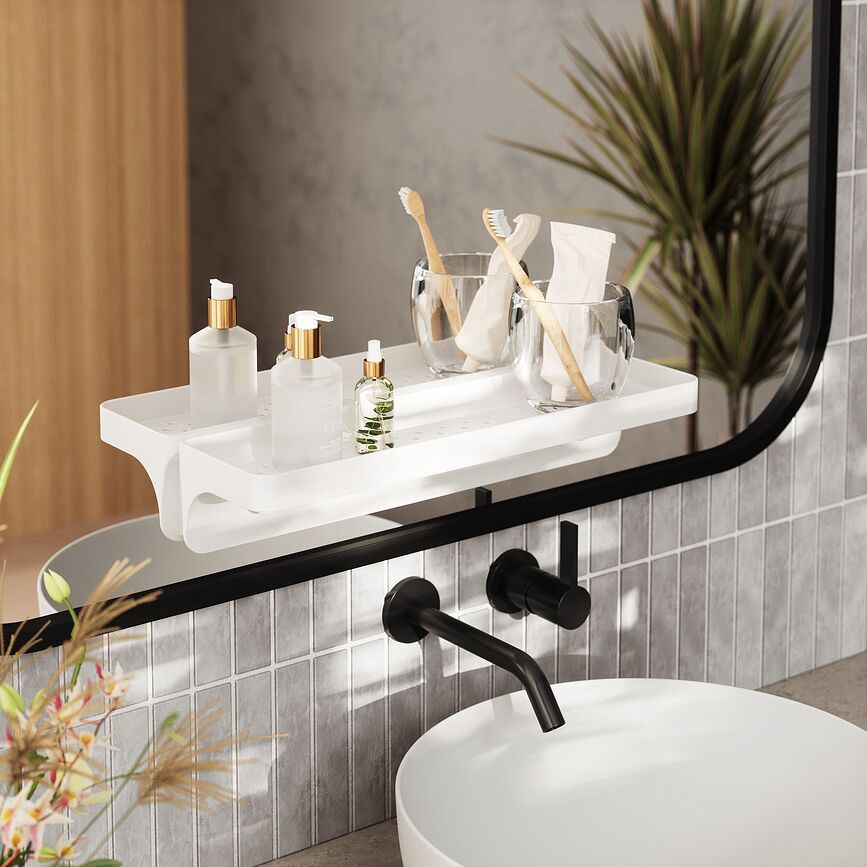Flex Adhesive Bathroom shelf white wall mounted
